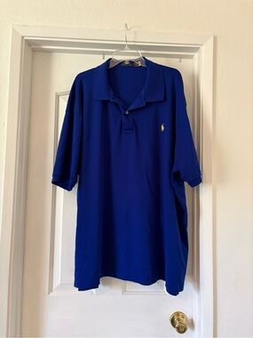 Polo Ralph Lauren Blue Collared Short Yellow Pony Mens 4XB Preppy Classic Big